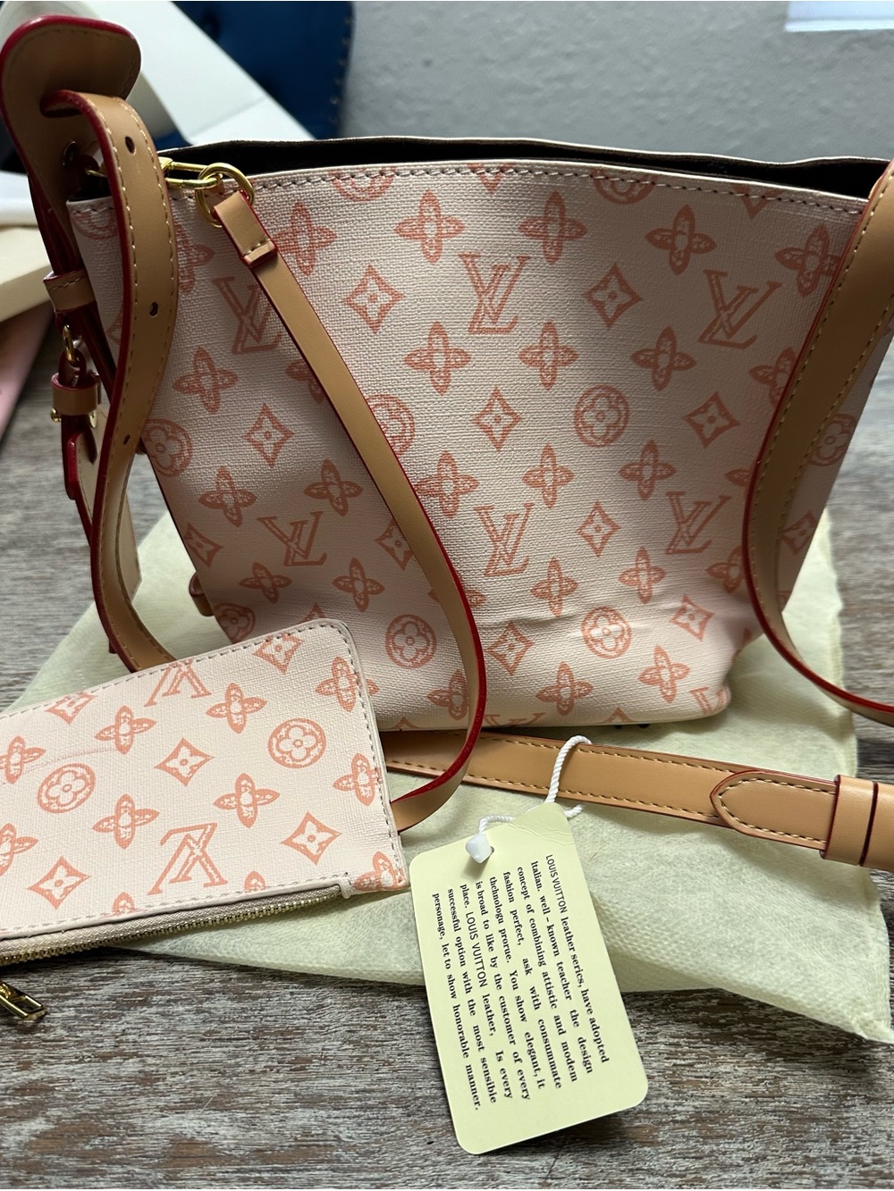 Shoulder Bag in Peach Pink with Matching Pouch
